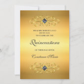 Jolie dans Gold Quinceanera Invitation (Devant)