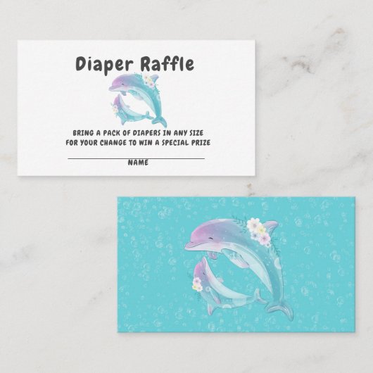 Jolie dauphins fille Carte de visite Baby shower (Devant / Derrière)