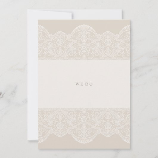 Jolie Dentelle Beige Invitations Mariage (Dos)