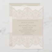 Jolie Dentelle Beige Invitations Mariage (Devant / Derrière)