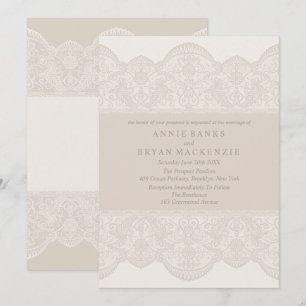 Jolie Dentelle Beige Invitations Mariage