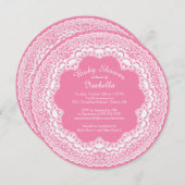 Jolie dentelle blanche Baby shower Invitation (Devant / Derrière)