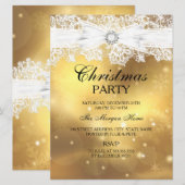 Jolie dentelle & Bow Gold Noël Invitation de vacan (Devant / Derrière)