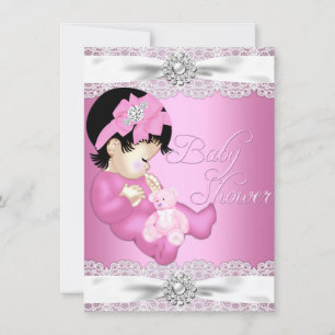 Jolie dentelle & invitation pour bébé fille rose p
