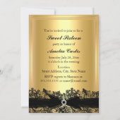 Jolie dentelle or & noir Photo Sweet 16 Invitation (Dos)