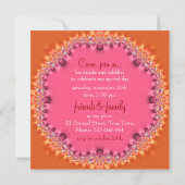 Jolie dentelle rose Orange Invitations (Dos)