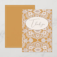 Jolie dentelle rustique jaune Carte de remerciemen