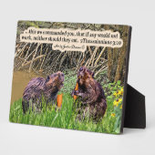 Jolie écriture castor Plaque 2Thessaloniciens 3:10 (Côté)