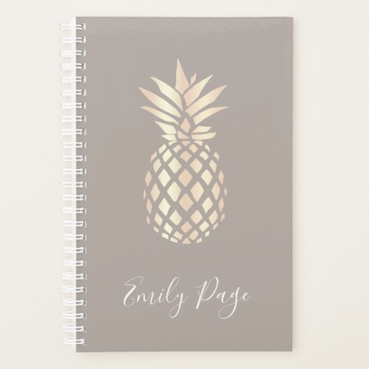 Jolie élégante cuivre rose or ananas & gris (Devant)