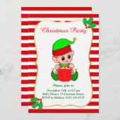 Jolie Elf & Rouge Blanc Noël Invitation (Devant / Derrière)