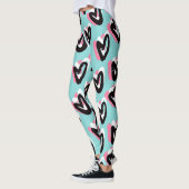 Jolie en Pink & Black Graphic Heart Leggings (Gauche)
