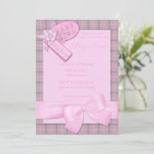 Jolie en rose bébé fille bébé douche Invitations (Debout devant)