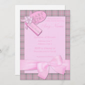Jolie en rose bébé fille bébé douche Invitations (Devant / Derrière)