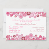 Jolie en rose bébé fille naissance Faire-part phot (Dos)