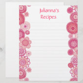Jolie en rose Classeur de recette Insérer des page (Devant / Derrière)