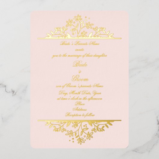 Jolie en rose Poulet Plier Mariage Invitations (Recto)