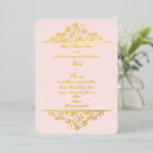 Jolie en rose Poulet Plier Mariage Invitations (Debout devant)