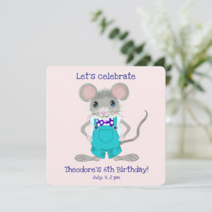 Jolie et élégante petite souris carte d'anniversai