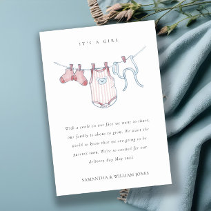 Jolie étendard rose Blush Girl Faire-part bébé