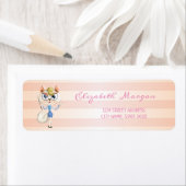 Jolie étiquette d'adresse rayée pour chatte (En situation)