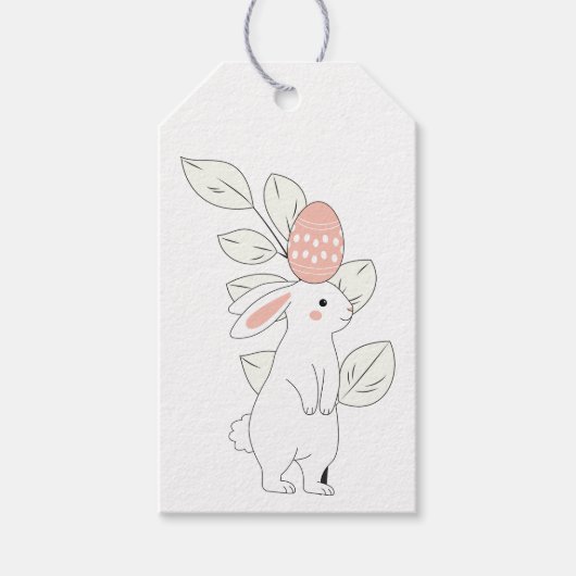 Jolie étiquette de cadeau de lapin de Pâques (Devant)