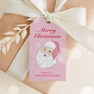 Jolie étiquette de cadeau de Noël Santa vintage ro