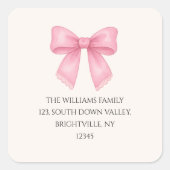 Jolie étiquette d'expéditeur à l'aquarelle rose co (Devant)