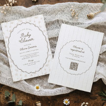 Jolie faire-part de baby shower ovale vintage flor