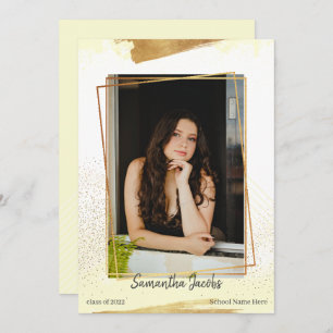 Jolie Faire-part de graduation encadrée jaune et o
