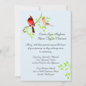 Jolie Faire-part de mariage de Cardinaux Rouges (Devant)