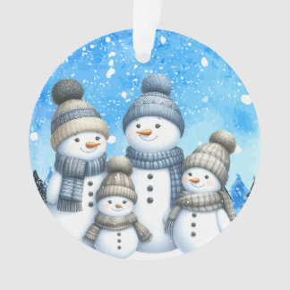 Jolie famille des bonhomme de neige dans la neige