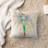 Jolie Fée Arc-en-Ciel dans les Étoiles Coussin d'A (Couverture)