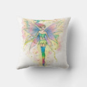 Jolie Fée Arc-en-Ciel dans les Étoiles Coussin d'A (Verso)