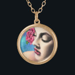 Jolie femme avec collier rouge Rose<br><div class="desc">Colliers avec Jolie Femme Rose Rouge - Peinture Art - Choisissez / Ajoutez votre texte unique / Nom / Couleur - Faites votre cadeau spécial - Redimensionnez et déplacez ou supprimez et ajoutez des éléments / du texte avec outil de personnalisation ! Peinture et design par MIGNED. S'il vous plaît...</div>