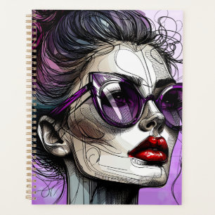 Jolie femme avec lunettes de soleil et rouge à lèv