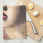 Jolie femme avec Rose rouge serviette de cuisine (Quart Plié)