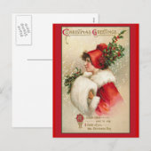 Jolie femme en Carte de fin de année victorien éca (Devant / Derrière)