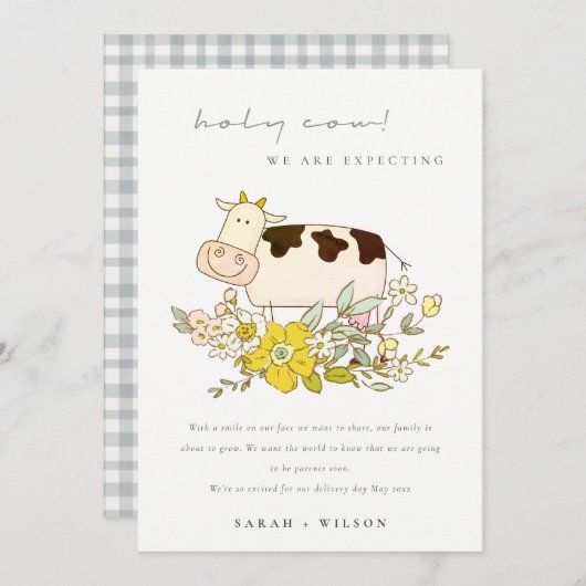 Jolie ferme de la vache Sainte Faire-part de gross (Devant / Derrière)