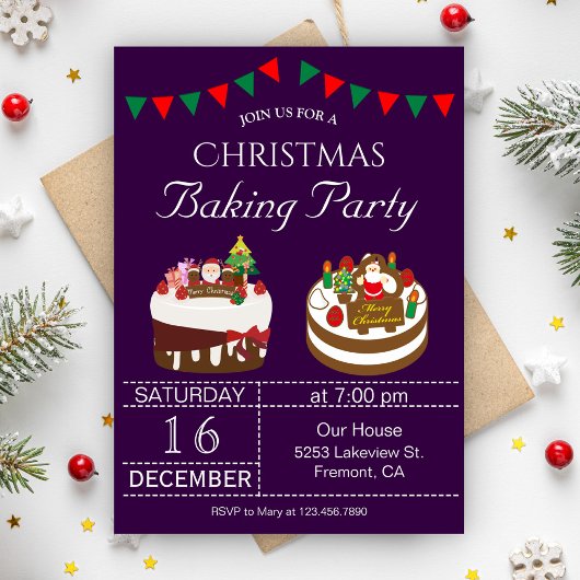 Jolie fête de Noël Baking Party Invitation