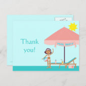 Jolie fête de piscine fille merci carte postale (Devant / Derrière)