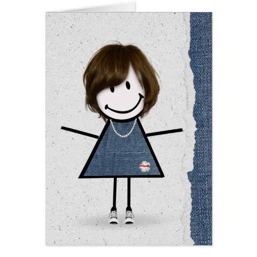 Jolie Fille Anniversaire Stick Fille avec Baskets (Devant)