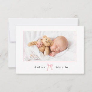 Jolie Fille au Nœud Photo Bébé Merci