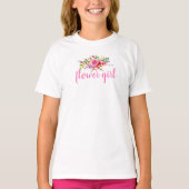 Jolie Fille aux Fleurs T-Shirt Mariage Rose Floral (Devant)