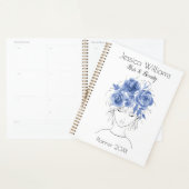 Jolie fille bleu aquarelle rose-Floral (Devant avec enveloppe)
