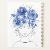 Jolie fille bleu aquarelle rose-Floral (Dos)