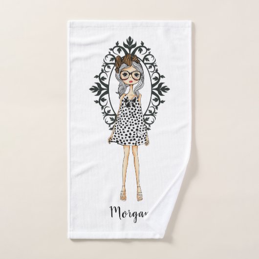 Jolie fille branchée avec lunettes (Serviette à main)