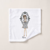 Jolie fille branchée avec lunettes (Gant de toilette)