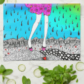 Jolie fille colorée dans la pluie Serviette de cui (Plié)