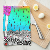 Jolie fille colorée dans la pluie Serviette de cui (Quart Plié)