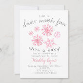 Jolie fille de neige rose babyshower Invitation (Devant)